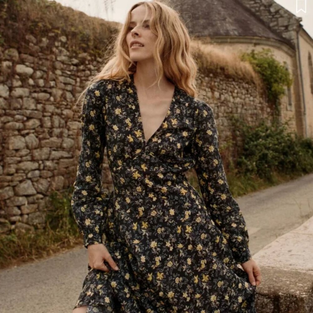 Doen Charleston Dress -- Noir Winding Blossoms - Picture 3 of 7